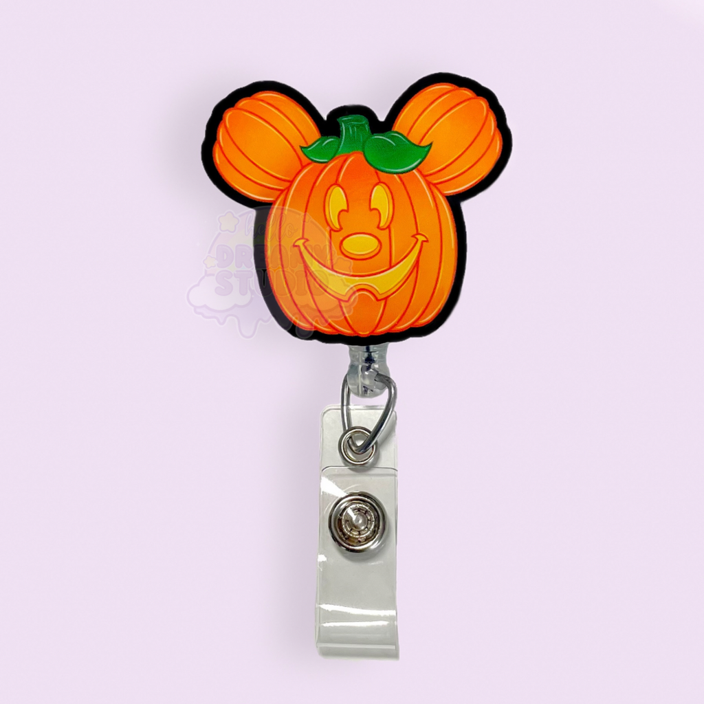 Mouse Head Pumpkin Badge Reel/ Halloween Badge Reel/nurse Badge